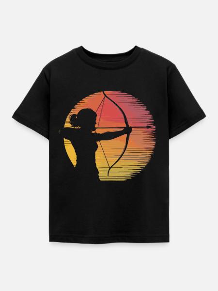 Bogenschützin vintage silhouette - Kinder T-Shirt - Schwarz