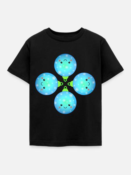 Schöne Weihnachtskugeln Christbaumkugeln - Kinder T-Shirt - Schwarz