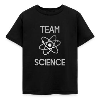 Spruch TEAM SCIENCE mit Atom - Kinder T-Shirt - Schwarz - Vorne - AI Model Kid Female (0cm)