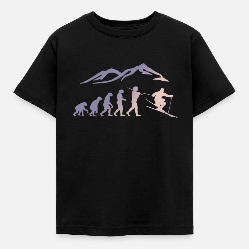 Ski Evolution Skifahrer Schnee Winter - Kinder T-Shirt - Schwarz