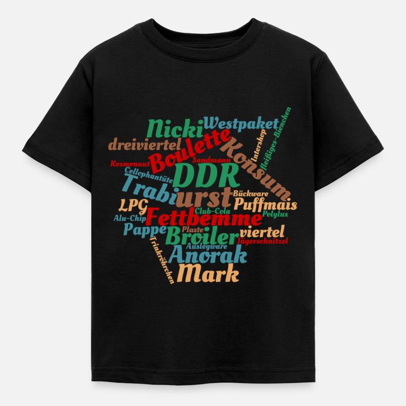 DDR Ostalgie Wörtersammlung - Kinder T-Shirt - Schwarz