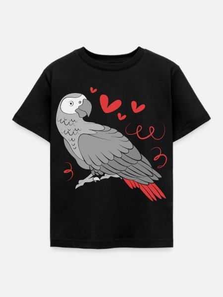 Papagei Grau - Kinder T-Shirt - Schwarz