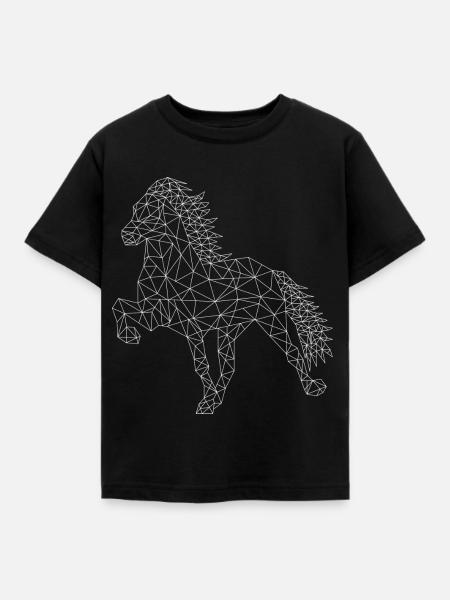 Islandpferd "Geo White" - Kinder T-Shirt - Schwarz