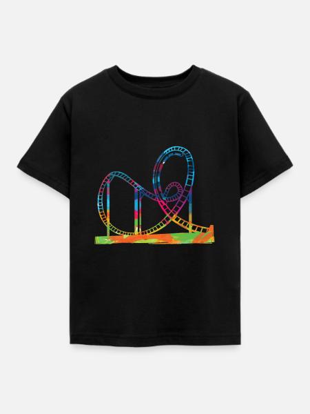 Achterbahn Geschenkidee Freizeitparks Schausteller - Kinder T-Shirt - Schwarz