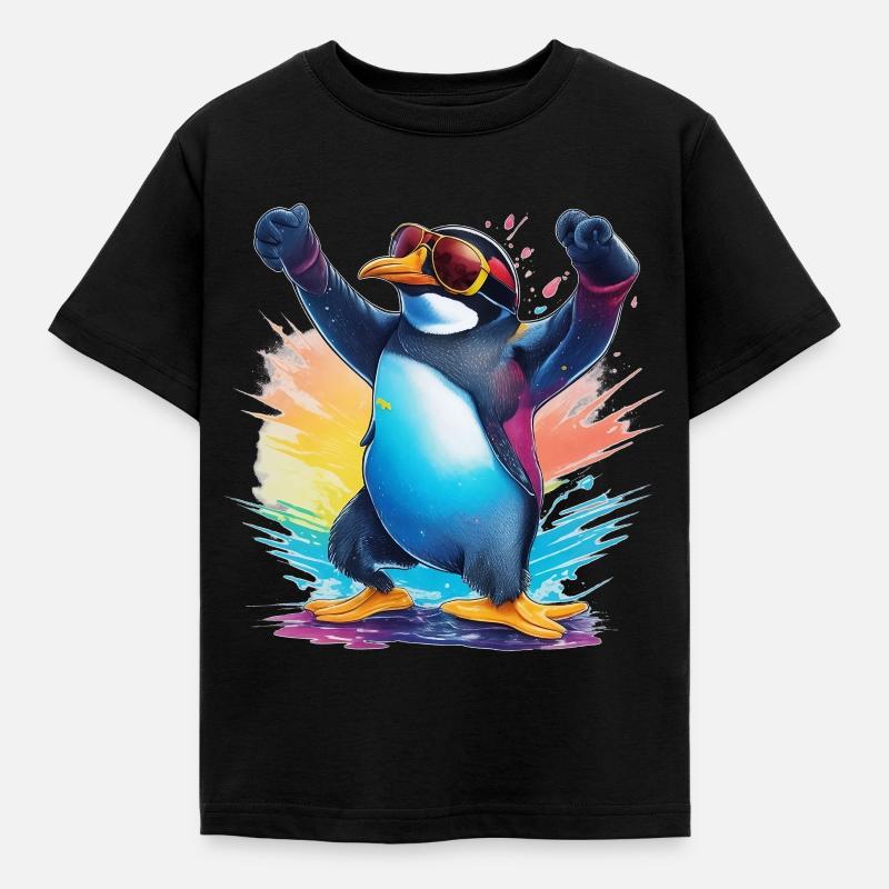 Cooler Pinguin - Kinder T-Shirt - Schwarz