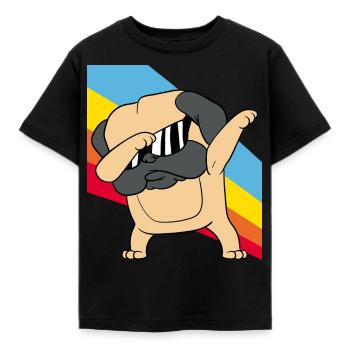 Retro Vintage Style Pop Art Dabbing Dab Pug Dog - Kids' T-Shirt - black - Front - AI Model Kid Female (0cm)