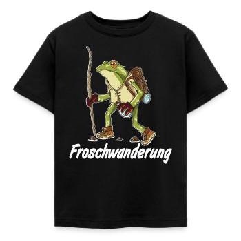 Froschwanderung, Frösche Kröte Wandern Amphibien - Kinder T-Shirt - Schwarz - Vorne - AI Model Kid Female (0cm)