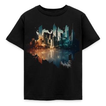 City in an artistic - Kids' T-Shirt - black - Front - AI Model Kid Female (0cm)