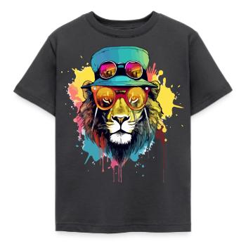 Noci le lion cool - T-shirt Enfant - charbon - Devant - AI Model Kid Female (0cm)