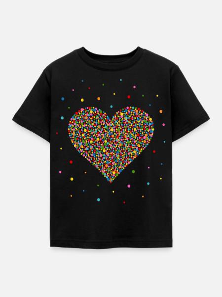 Konfetti Herz - Kinder T-Shirt - Schwarz