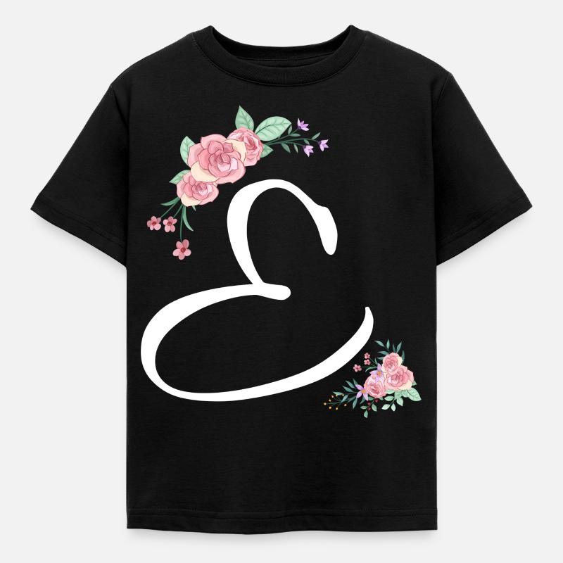 Brief und Blumen - Kinder T-Shirt - Schwarz