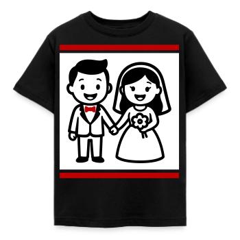 Married couple wedding - Kids' T-Shirt - black - Front - AI Model Kid Female (0cm)