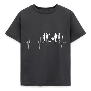 EKG Heartbeat Heartbeat BBQ Grill Party - Kids' T-Shirt - dark grey - Front - AI Model Kid Female (0cm)