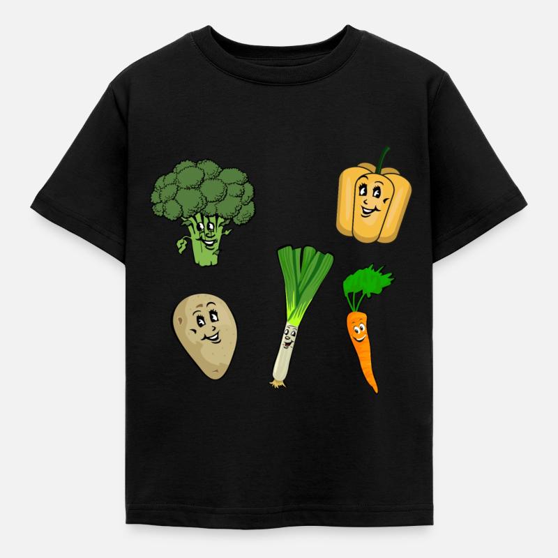 Glückliches Gemüse - Kinder T-Shirt - Schwarz