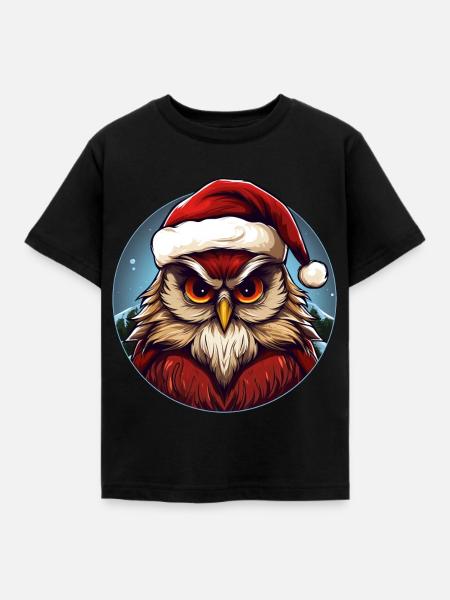 Nachteulen Weihnachten - Kinder T-Shirt - Schwarz