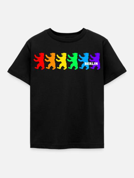 Berliner Bären / Regenbogenfarben - Kinder T-Shirt - Schwarz