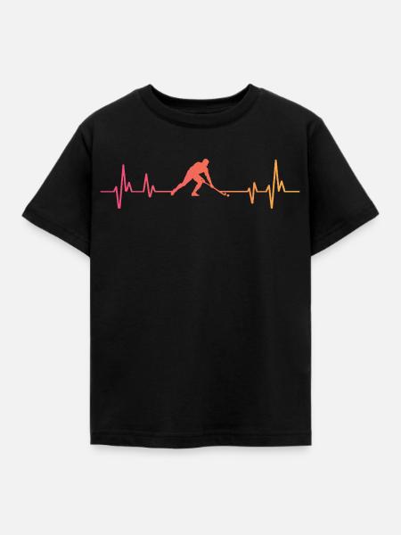 Feldhockey, Sonnenuntergangsherzschlag, Feldhockey - Kinder T-Shirt - Schwarz