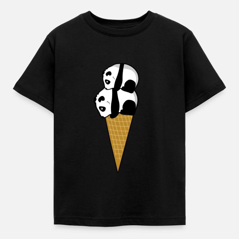 Lustiger Panda Eisbär Eis Geschenk - Kinder T-Shirt - Schwarz