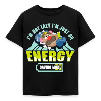 Mr. Potato Head Energy Saving - Kinder T-Shirt - Schwarz - Vorne - AI Model Kid Female (0cm)