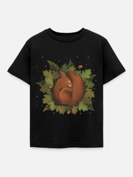 schlafendes Eichhörnchen - Kinder T-Shirt - Schwarz