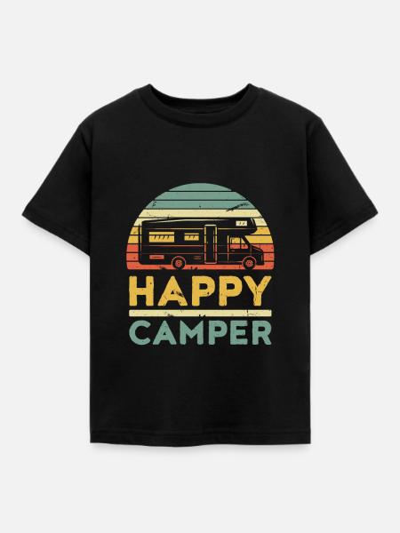 GELUKKIGE CAMPER - Kinderen T-shirt - zwart