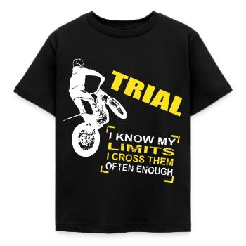 Trial - Trialsport - Moto Trial - Motorcycle Trial - Kids' T-Shirt - black - Front - AI Model Kid Female (0cm)