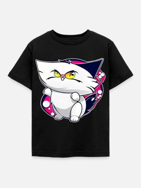 Verrückte Katze - Kinder T-Shirt - Schwarz
