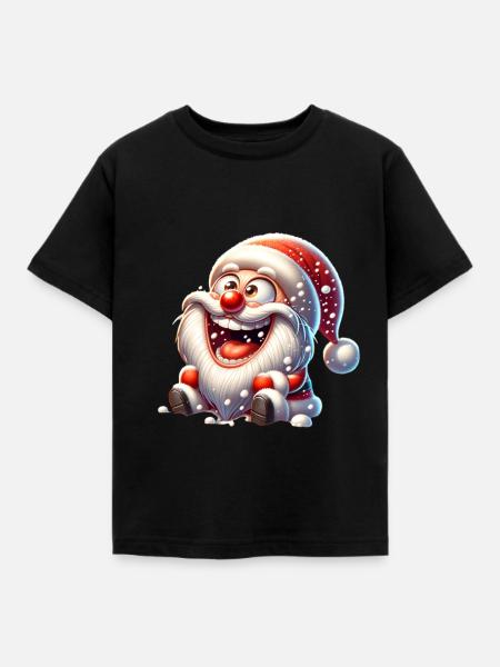Weihnachtsmann Schneefall Lustig Comic - Kinder T-Shirt - Schwarz