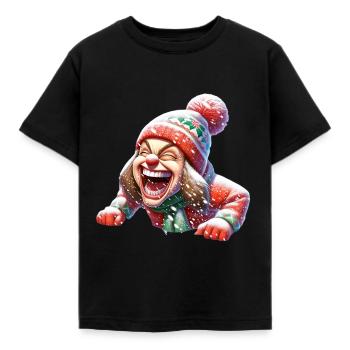 neige boule de neige bataille Noël bande dessinée drôle - T-shirt Enfant - noir - Devant - AI Model Kid Female (0cm)