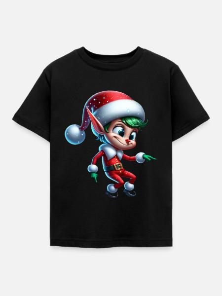 Lustiger Elf Tanzt Weihnachten - Kinder T-Shirt - Schwarz