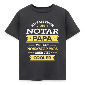 NOTAR PAPA COOL, RECHT, STIL, EXPERT - Kinder T-Shirt - Dunkelgrau - Vorne - AI Model Kid Female (0cm)