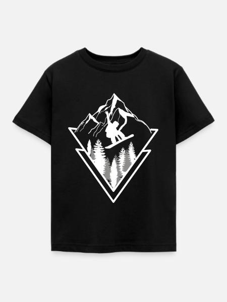 SNOWBOARD BERG SNOWBOARDER ALPEN - Kinder T-Shirt - Schwarz