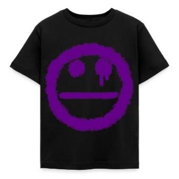 smilie neutral lila - Kinder T-Shirt - Schwarz - Vorne - AI Model Kid Female (0cm)