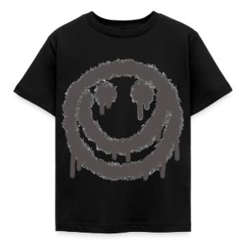 smilie grusel Grau - Kinder T-Shirt - Schwarz - Vorne - AI Model Kid Female (0cm)