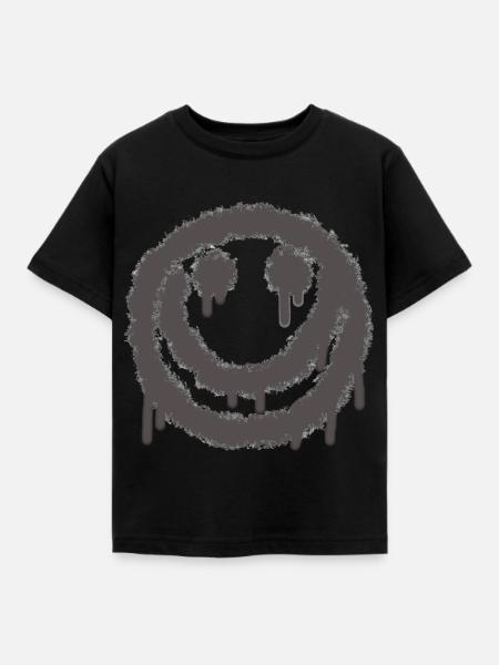 smilie grusel Grau - Kinder T-Shirt - Schwarz