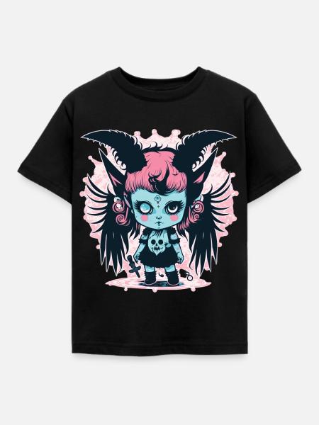 Ästhetisches Dämonenmädchen - Kawaii Anime - Kinder T-Shirt - Schwarz