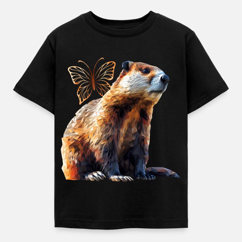 Biber - Kinder T-Shirt - Schwarz
