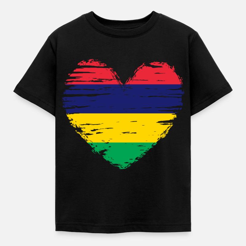 Maurice coeur drapeau drapeau drapeau blason - T-shirt Enfant - noir