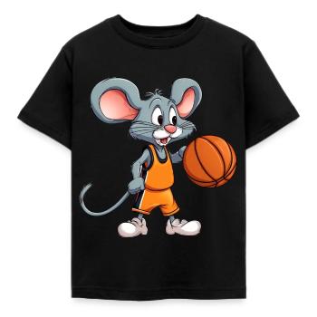 Basketball Mouse - Kids' T-Shirt - black - Front - AI Model Kid Female (0cm)