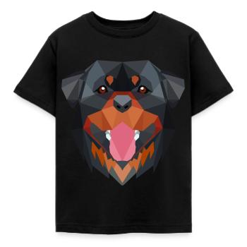 Rottweiler Geometric Art Pixel Art - Kinder T-Shirt - Schwarz - Vorne - AI Model Kid Female (0cm)
