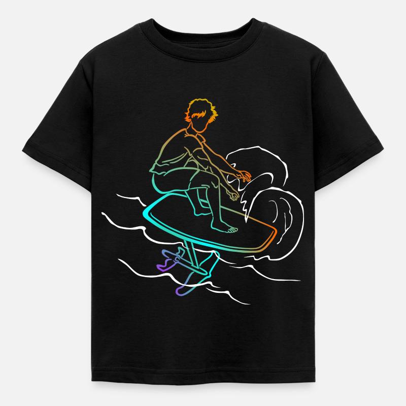 Foil Foiling Wing Sling Surf - Kids' T-Shirt - black