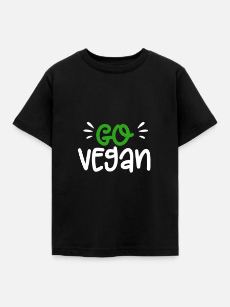 Vegan Go Vegan - Kinder T-Shirt - Schwarz