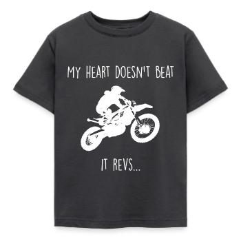 My heart doesn t beat Motocross - Kinder T-Shirt - Dunkelgrau - Vorne - AI Model Kid Female (0cm)