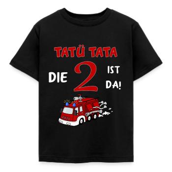 2. Geburtstag Feuerwehrauto - Kinder T-Shirt - Schwarz - Vorne - AI Model Kid Female (0cm)