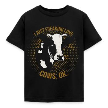 cow - Kids' T-Shirt - black - Front - AI Model Kid Female (0cm)