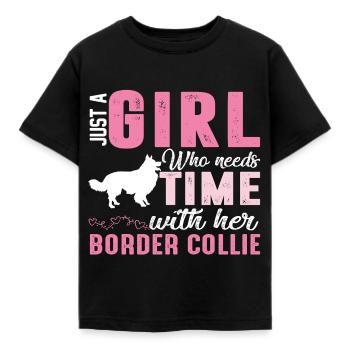 Border Collie - Kinder T-Shirt - Schwarz - Vorne - AI Model Kid Female (0cm)