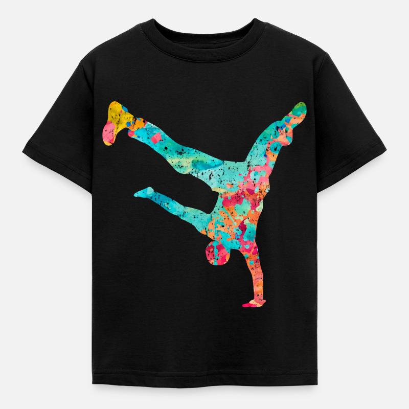Breakdance Breakdancer PopArt - Kinder T-Shirt - Schwarz