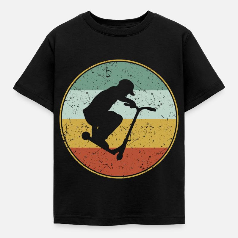 Vintage Stunt Scooter Tretroller Jungs Geschenk - Kinder T-Shirt - Schwarz