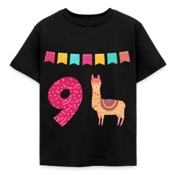 9. Geburtstag Lama Alpaka - Kinder T-Shirt - Schwarz - Vorne - AI Model Kid Female (0cm)
