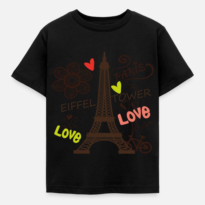 Paris Eiffel Tower Arc de Triomphe Love from Frankre - Kids' T-Shirt - black